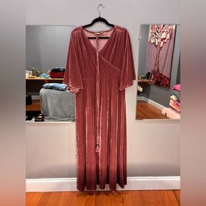 Soft Surroundings Velvet Maxi Dress in Dusty Rose